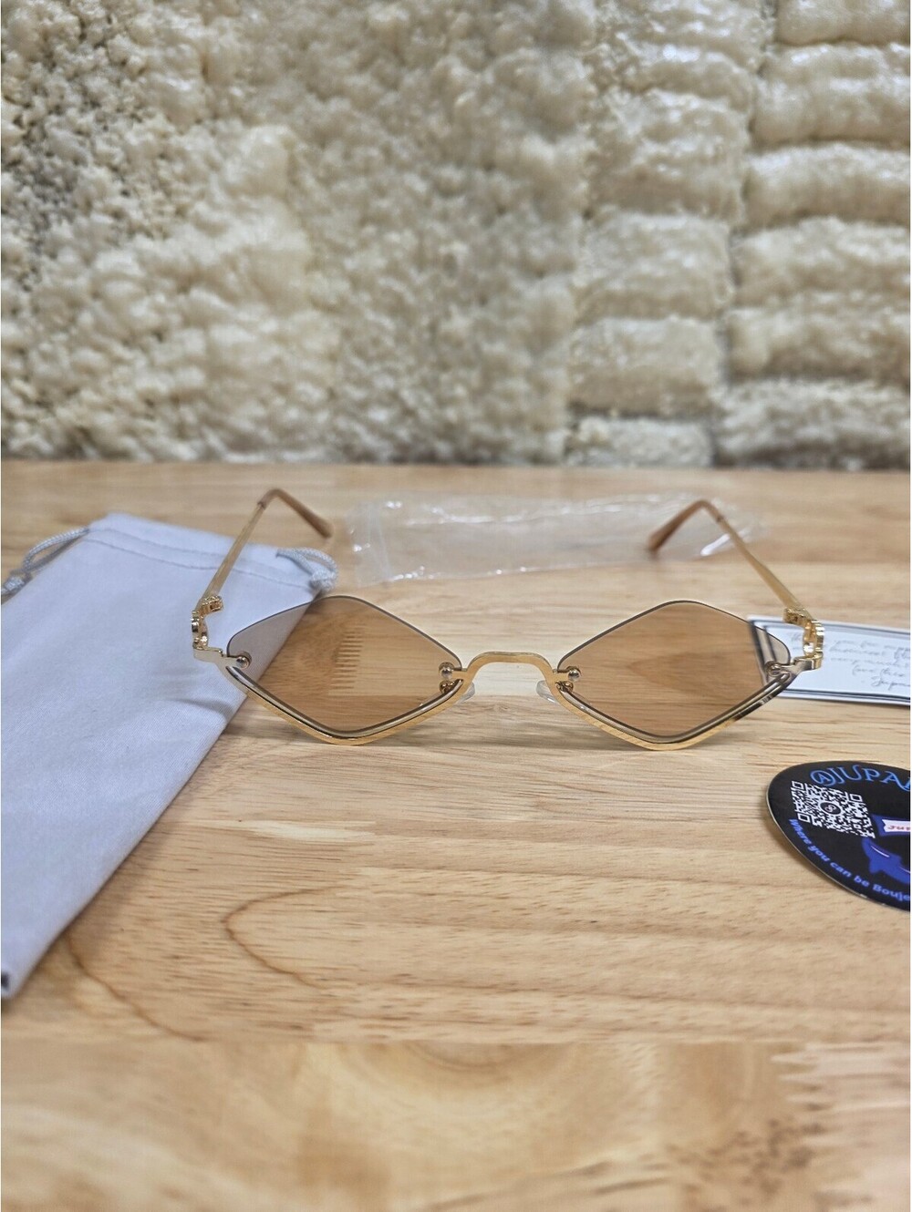 TYA Women’s Retro Y2K Semi‑Rimless Irregular Narrow Gold Sunglasses UV400